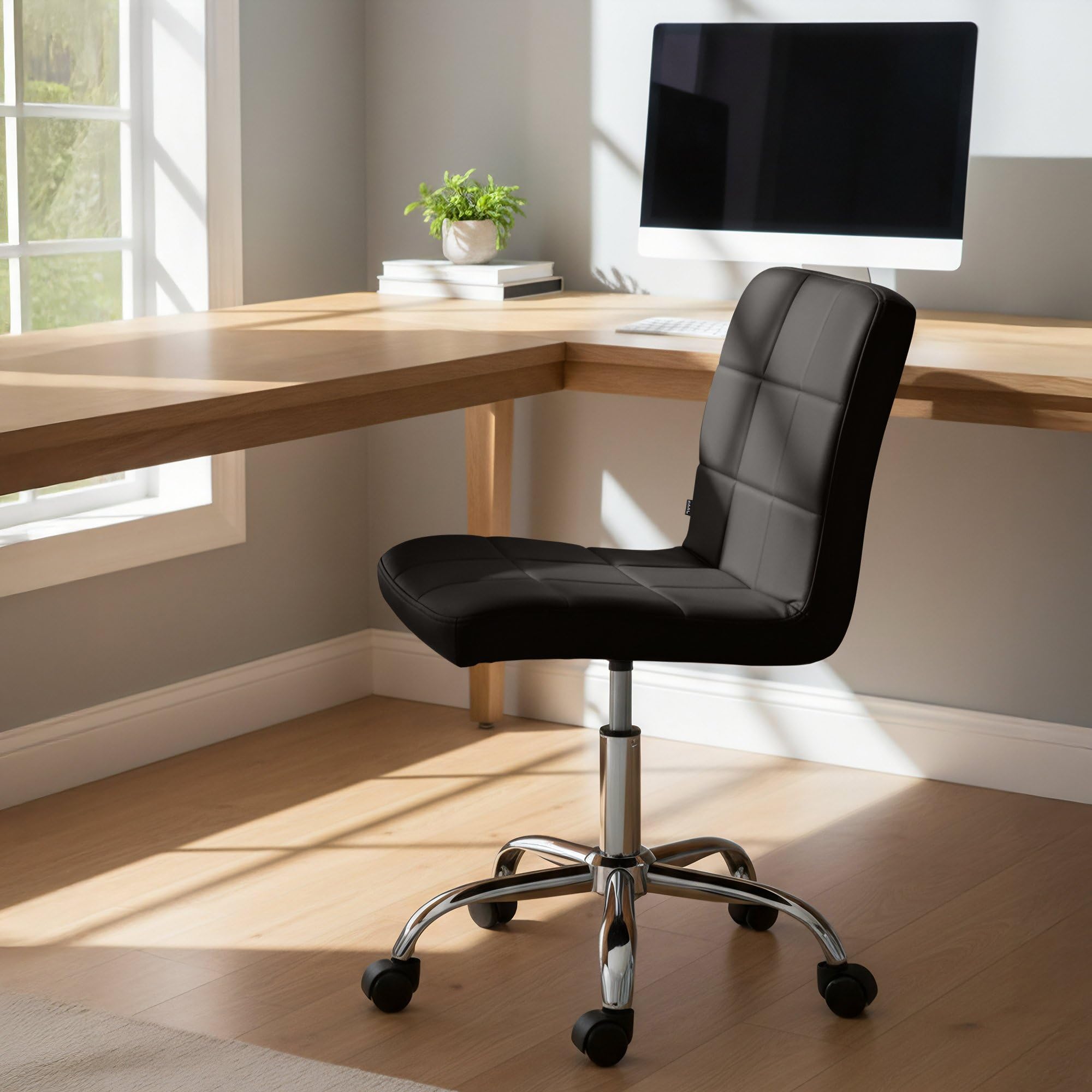 CLP Tabouret de Travail réglable en Hauteur avec Dossier et roulettes Darfield, Chaise Ergonomique pivotante 360°, supportant jusqu'à 150 kg, Couleur:Marron, Matériel:Similicuir
