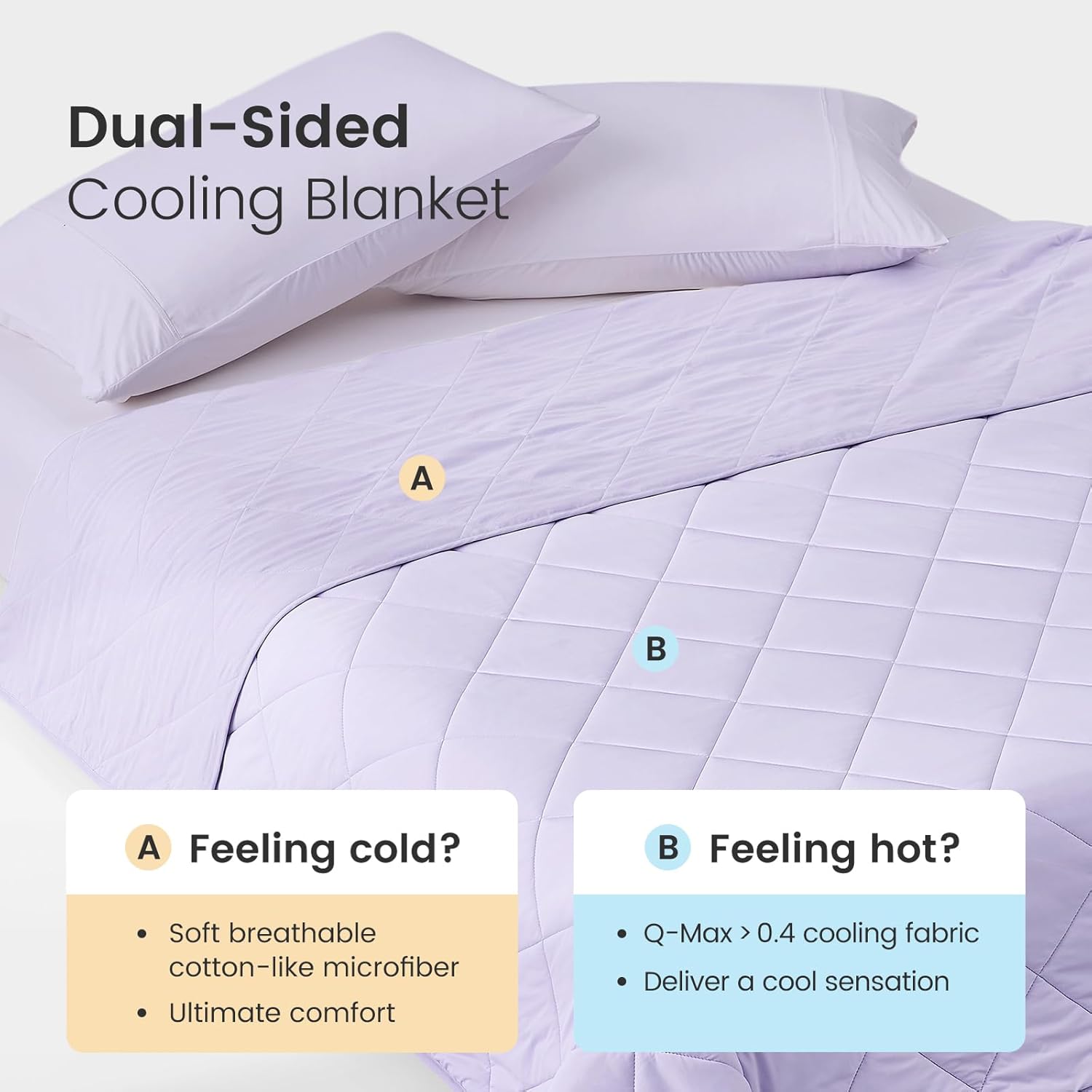 Cozy Bliss Cooling Blanket for Hot Sleepers Queen Size, Q-Max 0.4 Cooling Comfort, Cold Blankets for Night Sweats Sleeping, Ultra-Cool Lightweight Breathable Blanket for Bed, Purple - Image 2