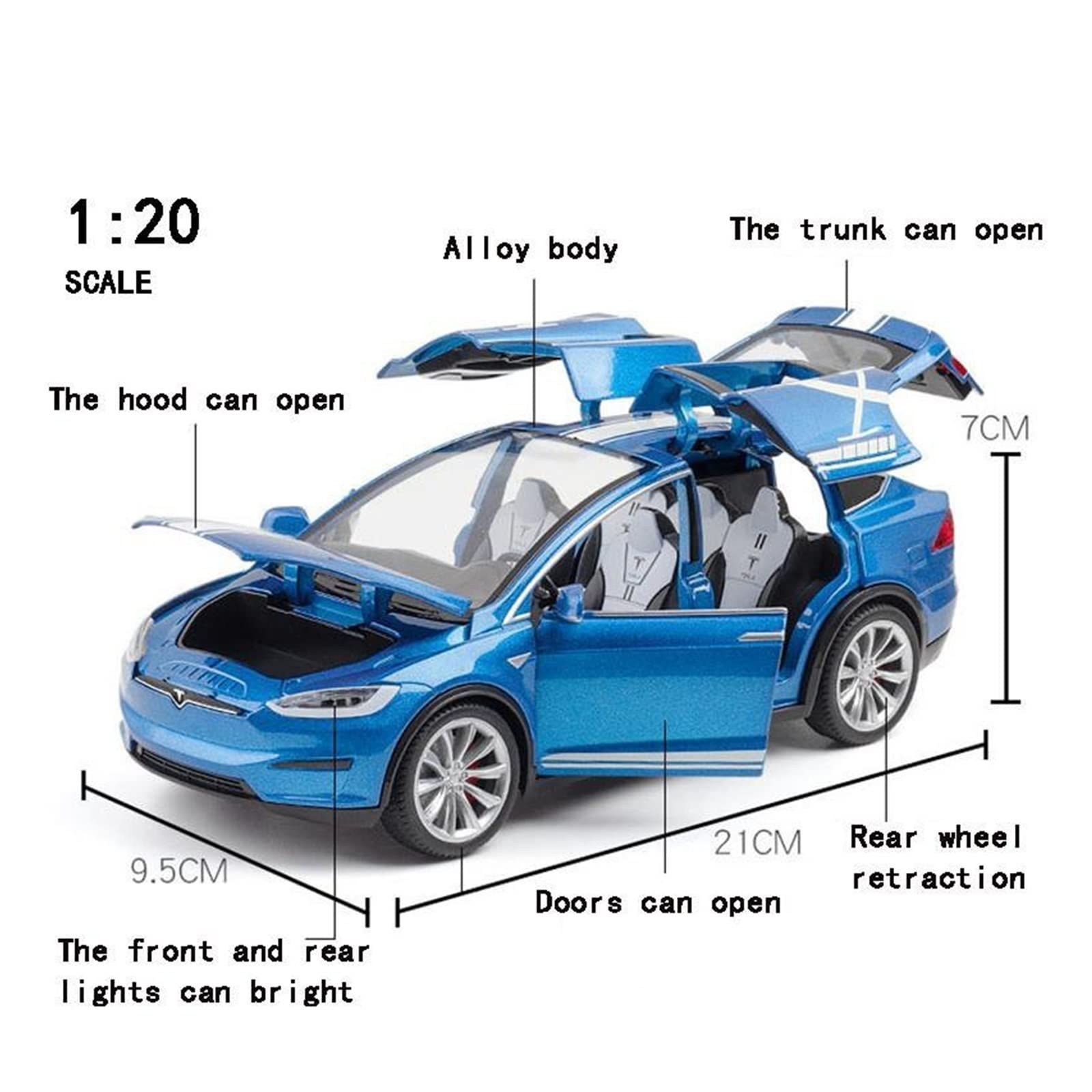 Gotowy model samochodu w skali 1:20 Diecast Zabawki Samochody Dla Tesla MODEL X Model Samochodu Stopu Ozdoba Zabawki Prezenty Kolekcjonerskie Pamiątki Miniaturowa replika samochodu(Black)