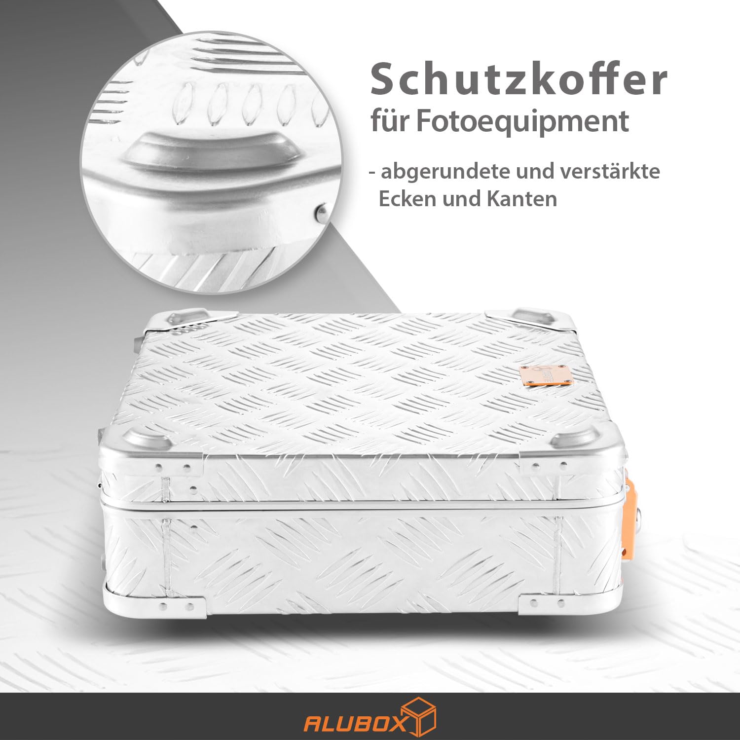 Alubox Pistolenkoffer Schutzkoffer - Pistolen Hartschalenkoffer - 2 Schnallen 2 Schlösser - witterungsbeständiges Riffelblech Aluminium 1,5mm - abschließbar, gepolstert