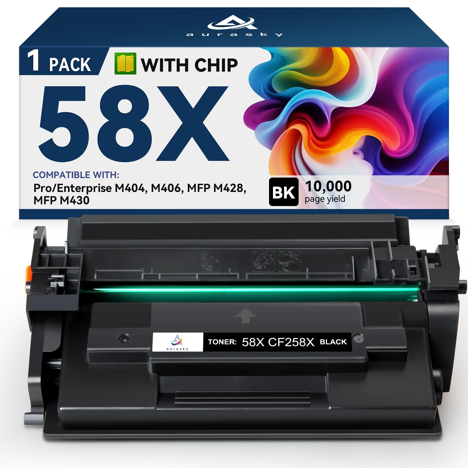 58X Toner Cartridge Black Compatible Replacement for HP 58X 58A hp toner cartridge CF258A CF258X Works with HP Laserjet Pro MFP M428fdw M404dn M404n M404dw M428fdn M430f M406dn Printer Ink (With Chip)