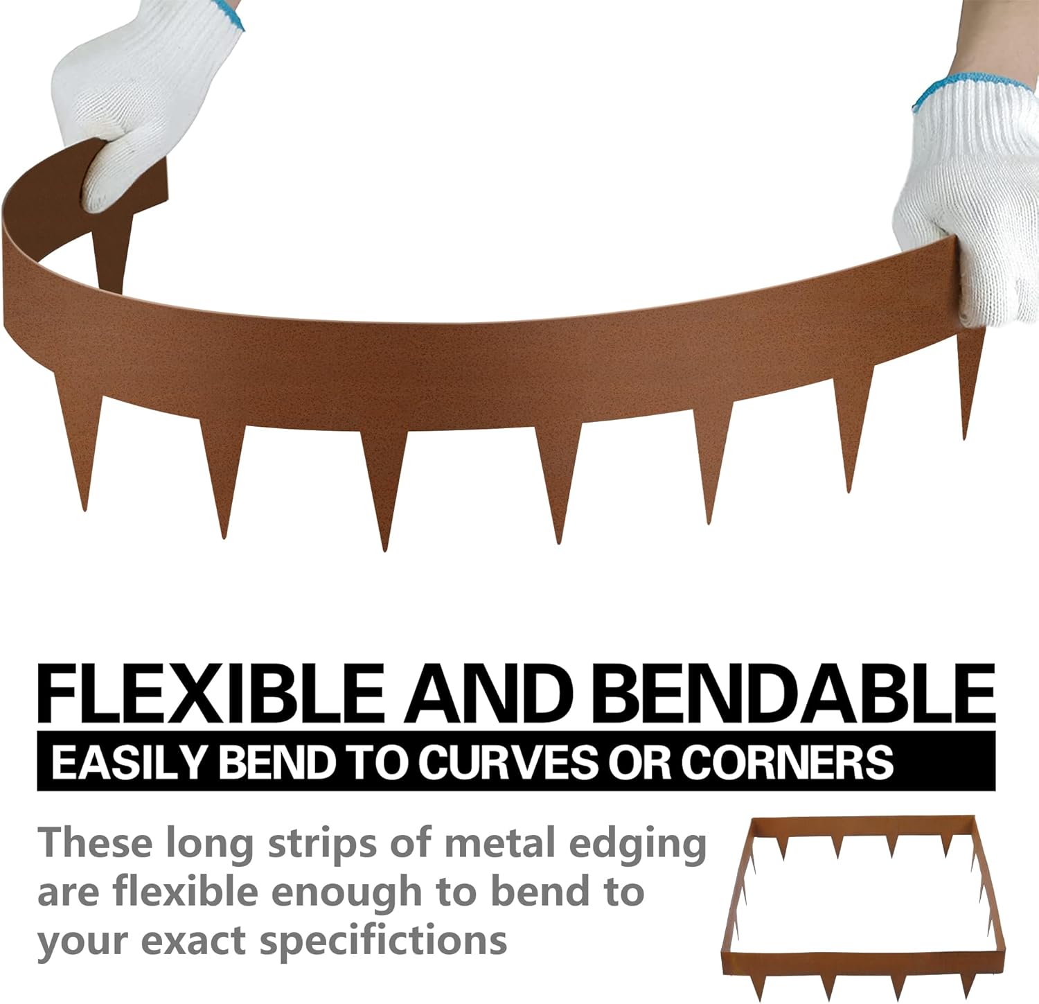 Worth Garden 6-Pack 6 H. Corten Steel Landscape Lawn Edging (20Ft Total) - Rust Patina Finish 18-Gauge Bendable Metal Strips - Hammer-in Edging Border - Buckle Connection - Yard Pathway Divider