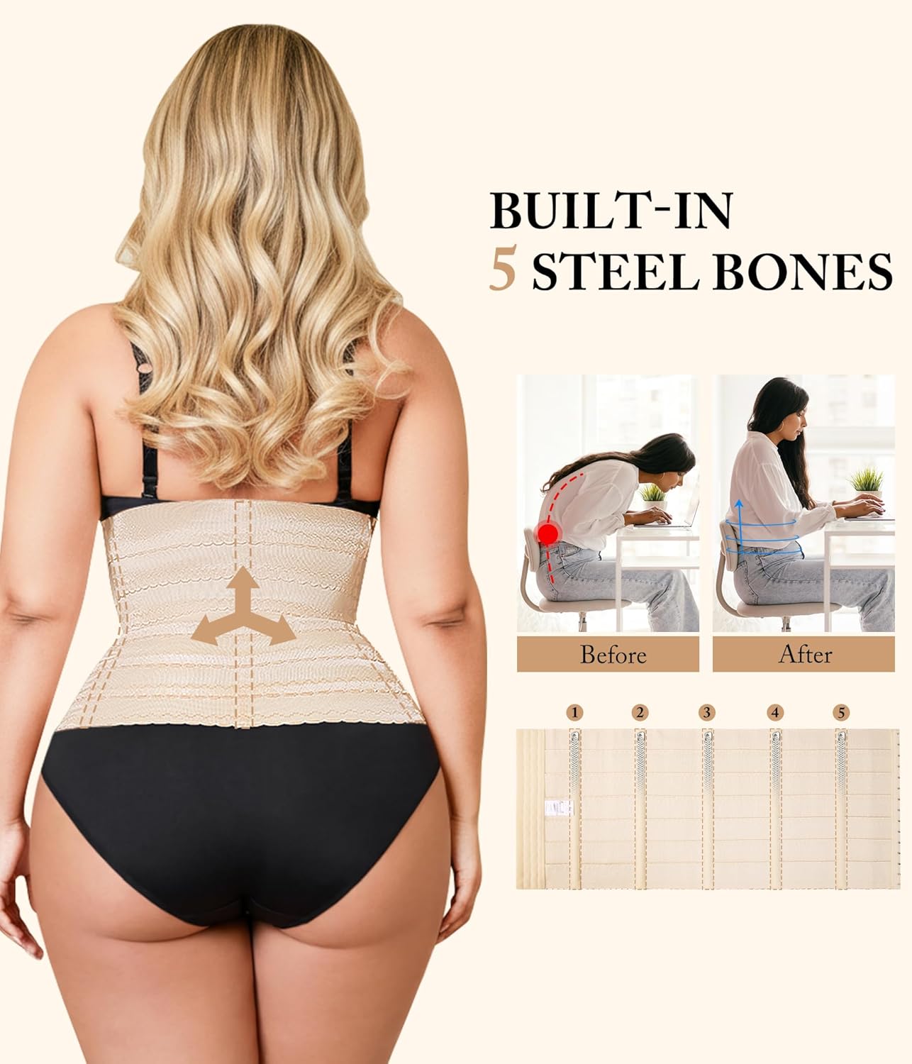 Irisnaya Plus Size Waist Trainer Corset Shapewear - Curve Waist Cincher for Women Faja Body Shaper Tummy Control Girdle - Image 4