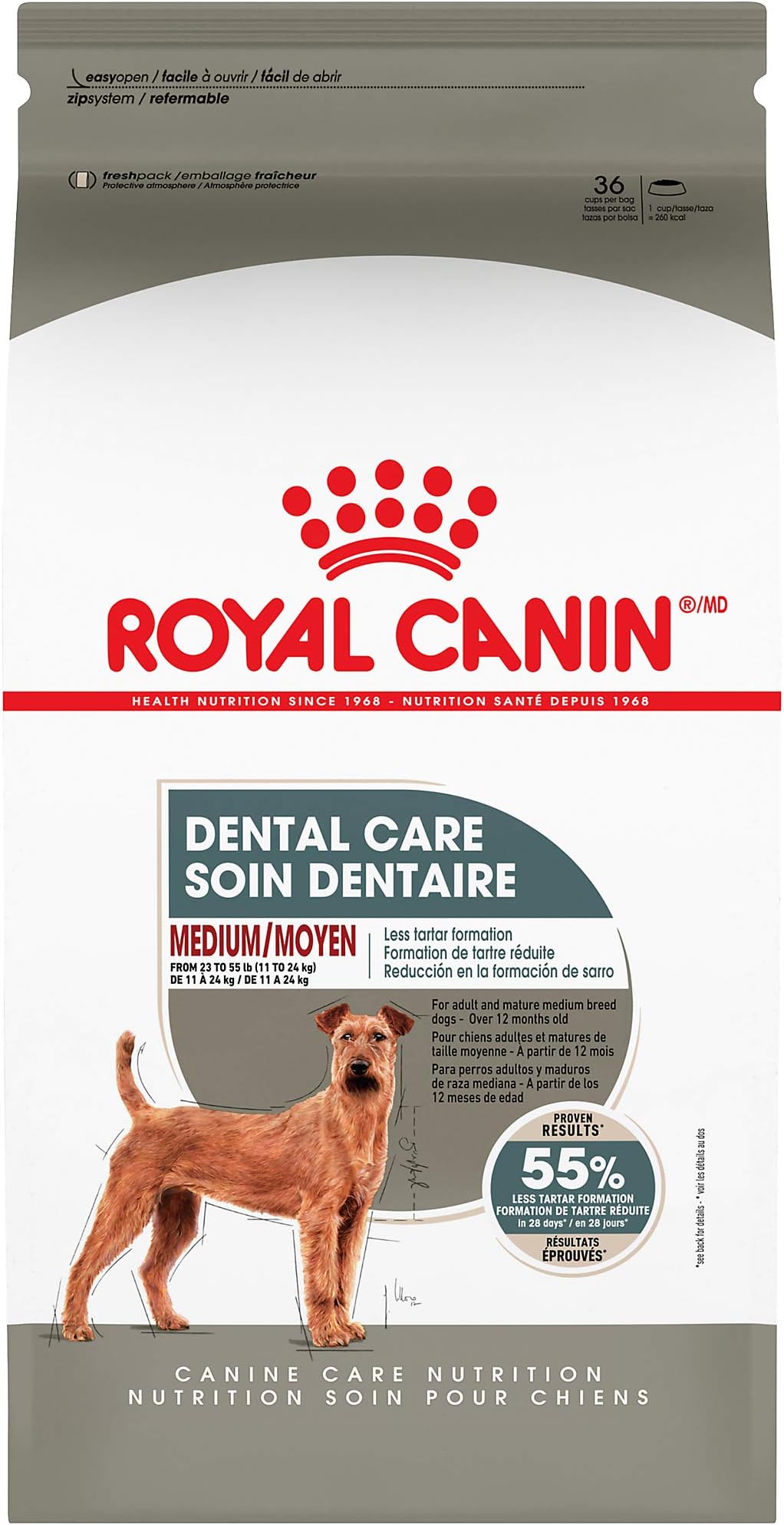 Royal Canin Canine Care Nutrition Medium Dental Care Adult Dry Dog Food, 28 lb Bag
