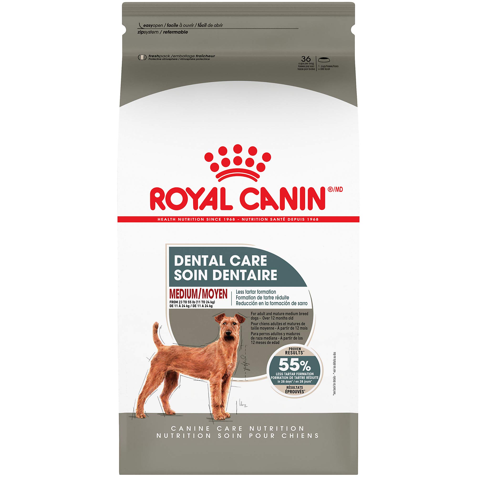 Royal Canin Canine Care Nutrition Medium Dental Care Adult Dry Dog Food, 28 lb Bag