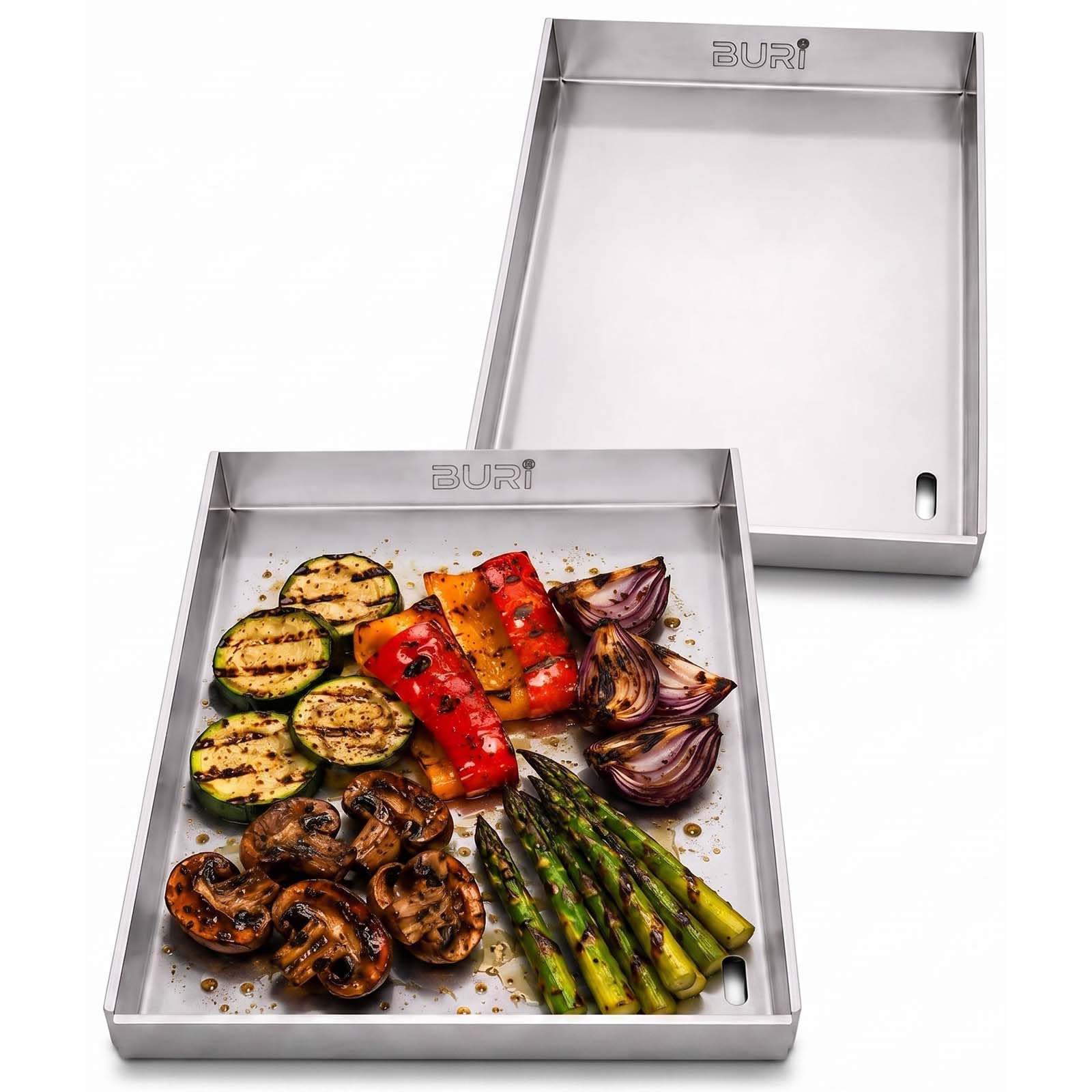Piastra da 2 pezzi, 30 x 20 cm, con scarico del grasso, compatibile con Weber Go-Anywhere
