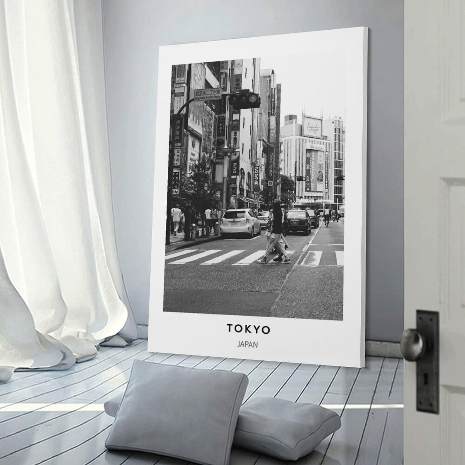 Junmoney Wall Picture Print Tokyo Street Scene, 24x36inch(60x90cm), for Living Room, Lounge Or Sitting Room, Modern Wall Decor for Cosy Interiors