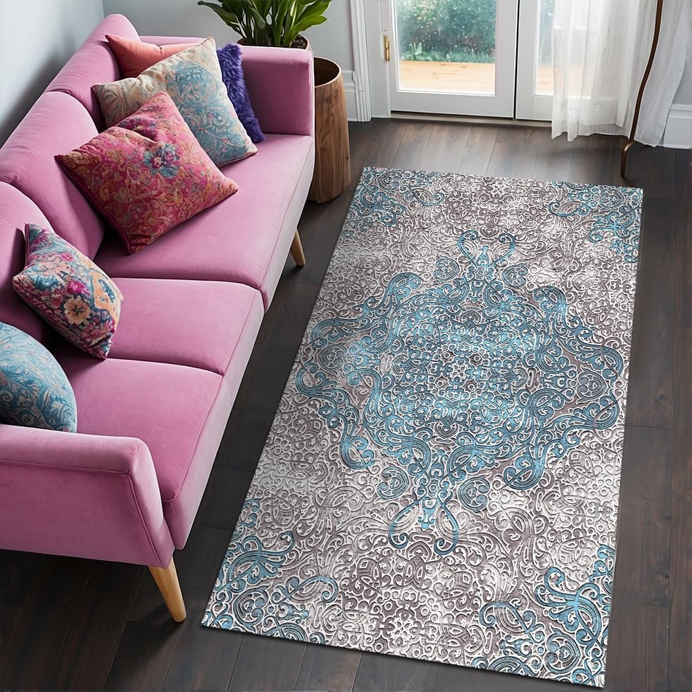 Mesty Kadife Kaymaz Pamuk Tabanlı Yıkanabilir Antibakteriyel Salon Halısı 200x300