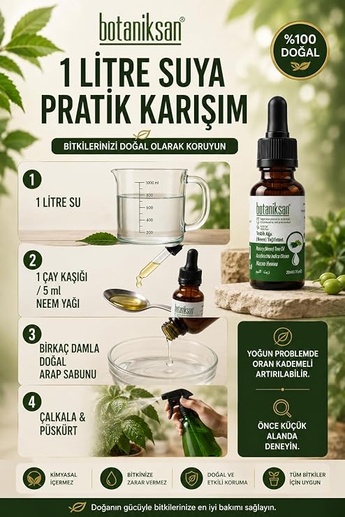 Botaniksan Tesbih Ağacı Neem Yağı 20ML Soğuk Sıkım, Saf, Doğal, Katkısız