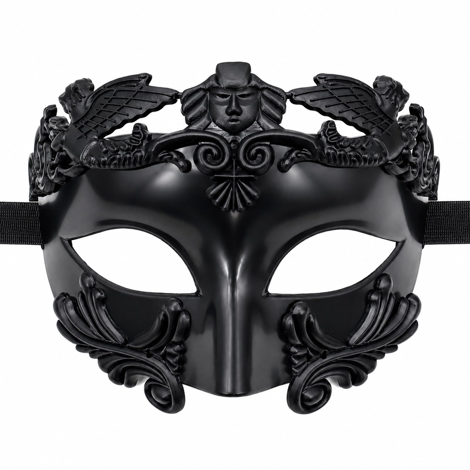 Vintage Half-Face Masquerade Mask for Adults, Black, Durable Plastic
