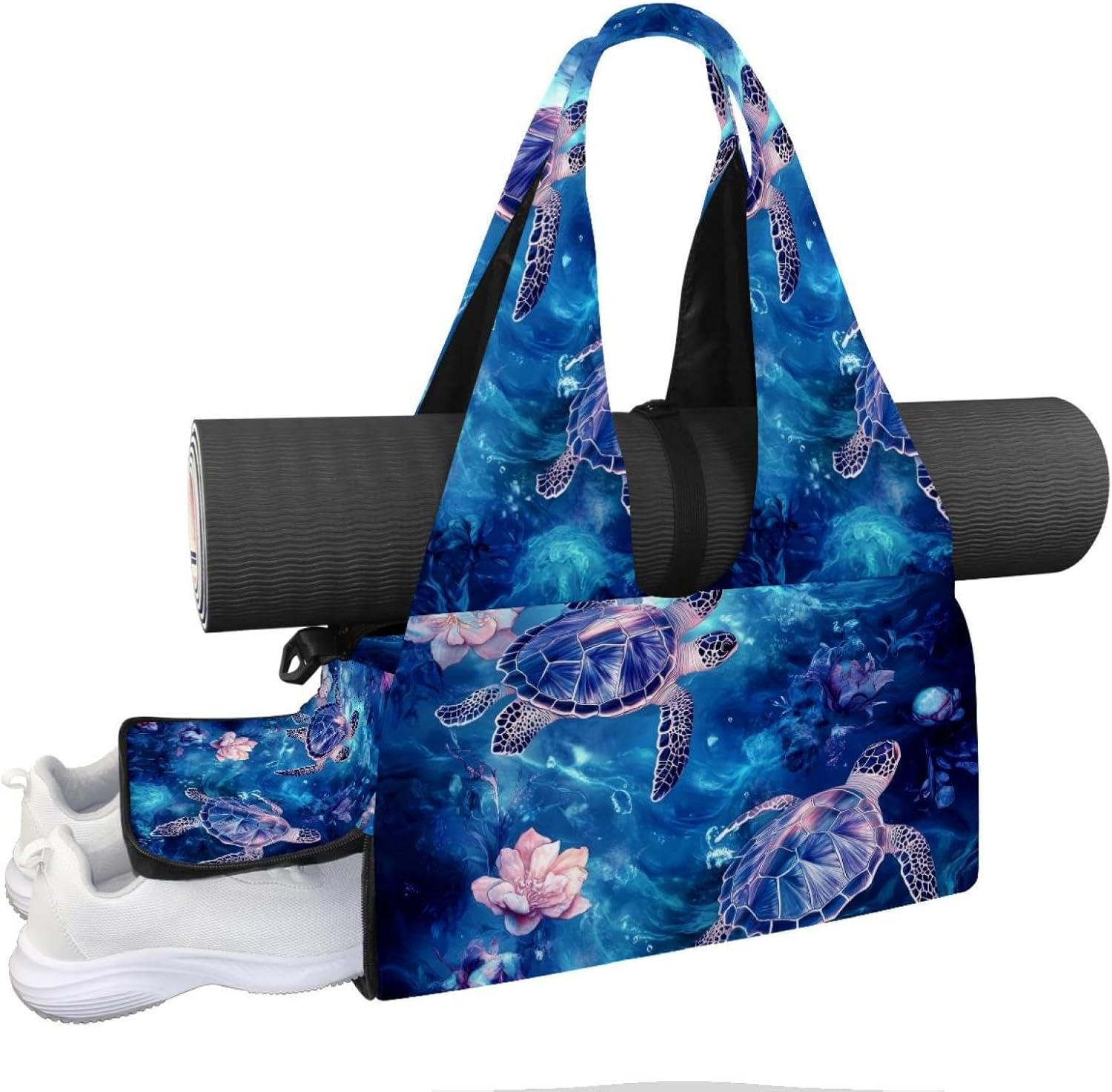 Yoga Mat Bag, Gym Workout Bag with Shoe Compartment, Rainbow Tie-dye Pilates Bag for Women, Quick Access Storage Yoga Tote Bag for Sports Travel Office