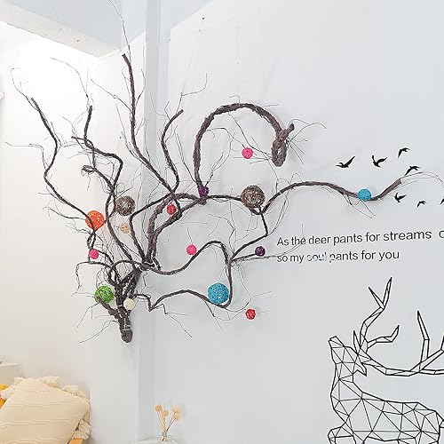 Miniatura 8 de 118 pulgadas118.1 in pequeño colgante de pared artificial de cerezo ramas de árbol de cerezo falso, enredaderas de caña falsas, plantas de reptiles,