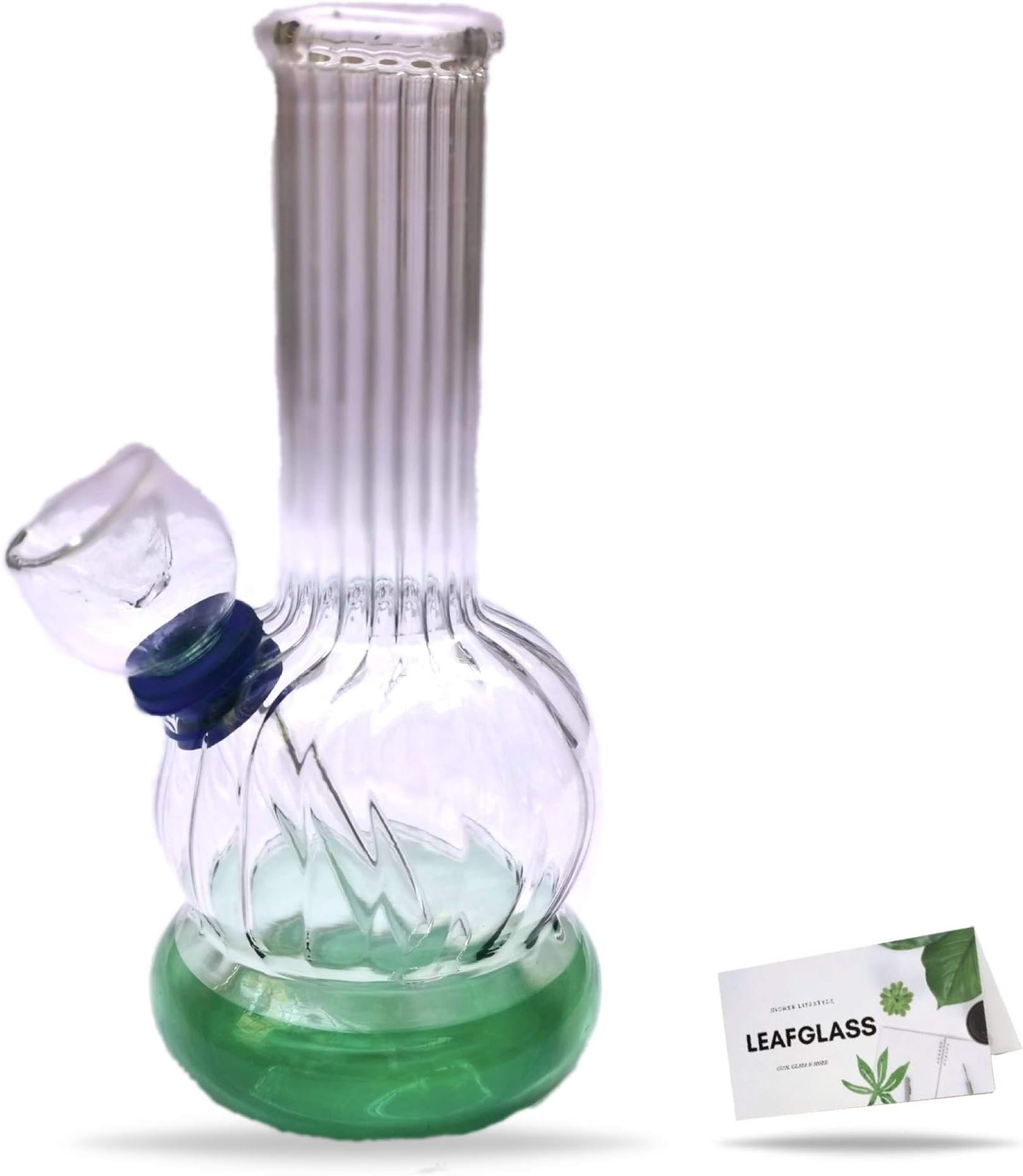 LeafGlass Higher Lifestyle Collection Mini Glass Multicolour Bong Waterpipe with Bow for Smoking ( 4 inch )