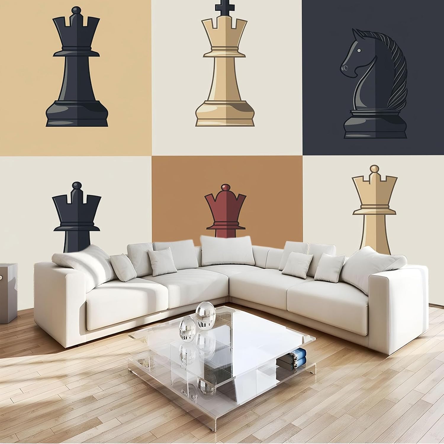 Papier peint échecs 3D auto-adhésif grand format 400x280 pour poster de chambre