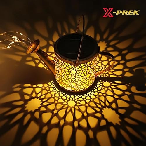 Miniatura 2 de X-PREK Luces solares de jardín para decoración al aire libre, luces solares de metal para regadera, impermeables, pequeñas luces de patio, césped,