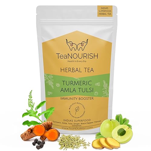 Vista 20 de TeaNOURISH Té de hierbas Tulsi de menta y cúrcuma Superalimentos indios Mezcla de cúrcuma, tulsi y menta Apoyo inmunológico Ingredientes