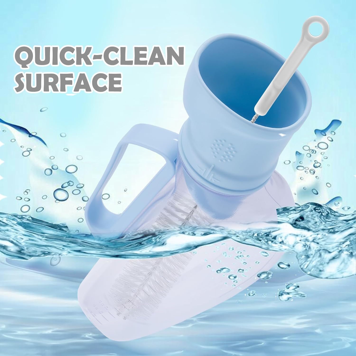 Urinal for Men - 40oz/1200ml Large Capacity Leakproof Pee Bottle with Knitted Sleeve & Cleaning Brush, Portable Travel Urinals for Men
