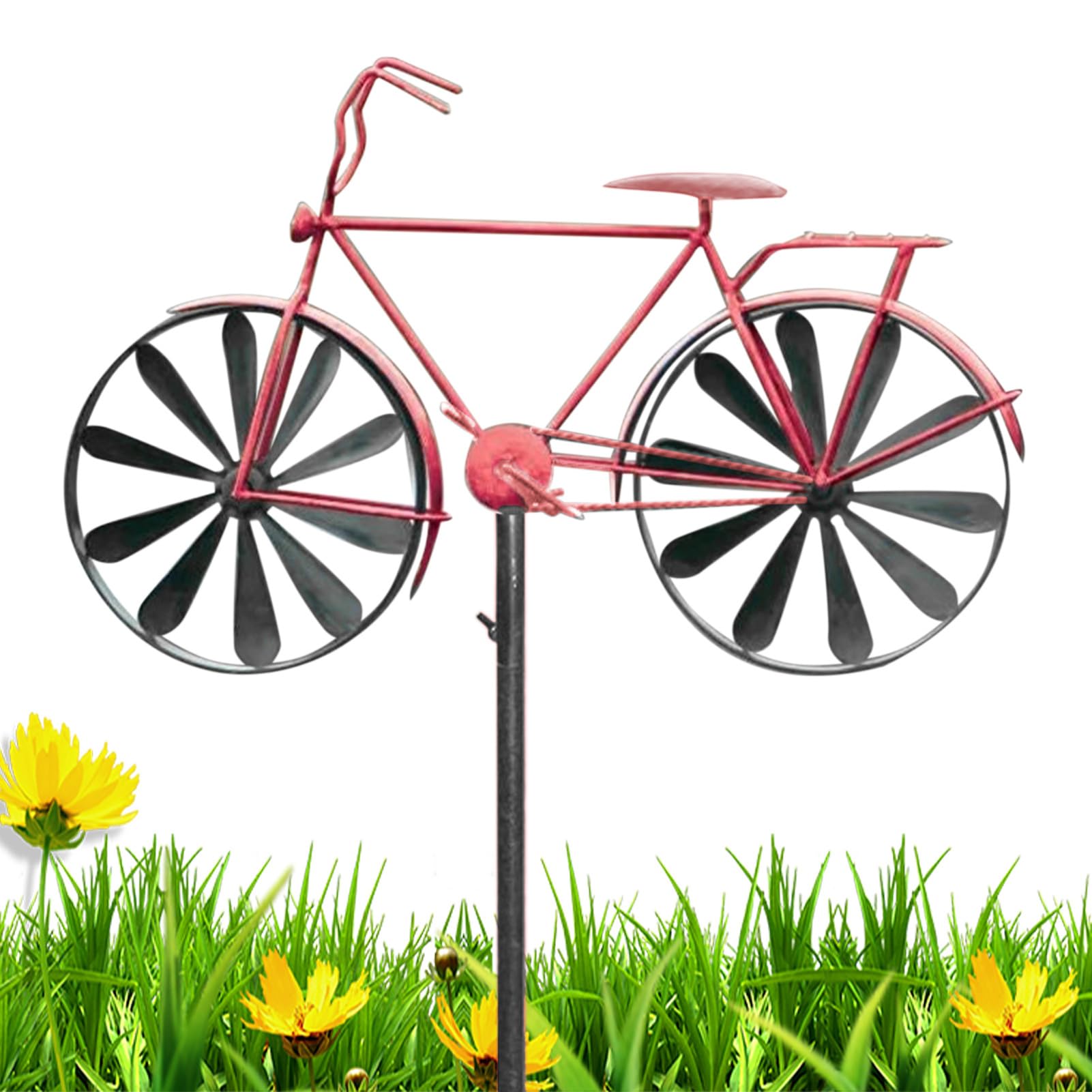 Vintage Fahrrad Windspinner – Metall Katze Auf Fahrrad, Garten-Deko, 22 Cm Hoch