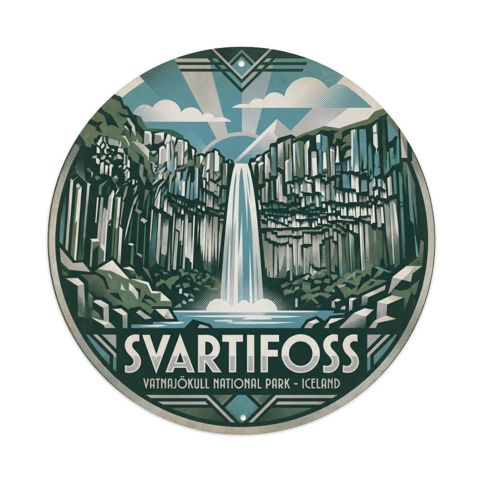 Svartifoss Nature Reserve Iceland Arctic Coast Northern Metal Tin Sign