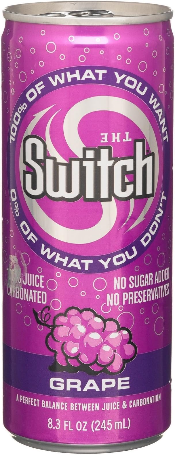 The Switch Sparkling Juice, Grape, Case of 24 - 8.3 Ounce Cans