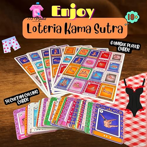 Miniatura 8 de Loteria Kama Sutra, Kama Sutra Bingo 54 tarjetas de posiciones, a prueba de agua, 10 tablas no repetidas, bingo 54 posiciones Kama Sutra (L)