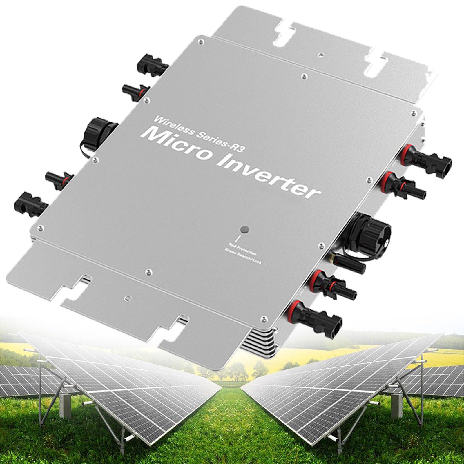 Inverter per Centrale Elettrica da Balcone 1600W, Inverter Fotovoltaico IP65 Impermeabile, Inverter Solare con App WLAN, per 4 Moduli Solari per Centrale Elettrica da Balcone,Silver
