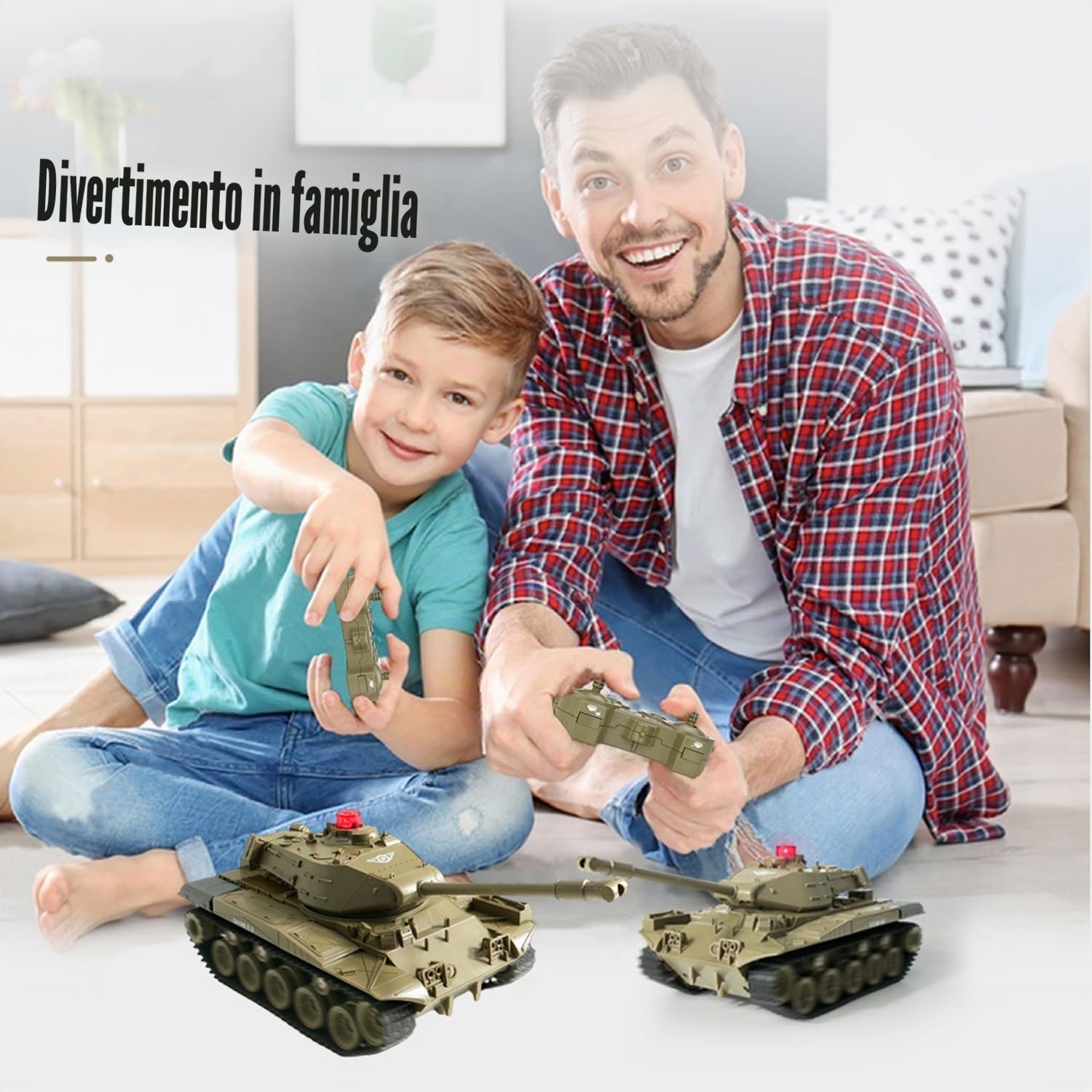 Carro armato RC Veicoli militari Camion RC Auto 2.4Ghz Radiocomandato Carro armato militare Giocattolo 270° Suoni realistici rotanti Ottimo regalo per bambini Ragazzi (verde)