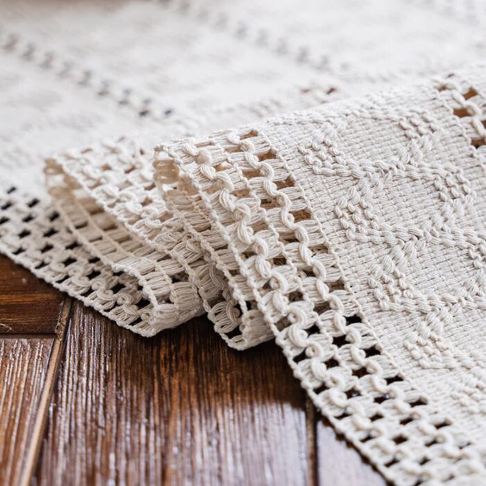 Runner Da Tavola In Cotone 100% - Stile Rustico Vintage Con Ricamo A Manovella - 30x170 Cm, Ecru/Colorato - 4