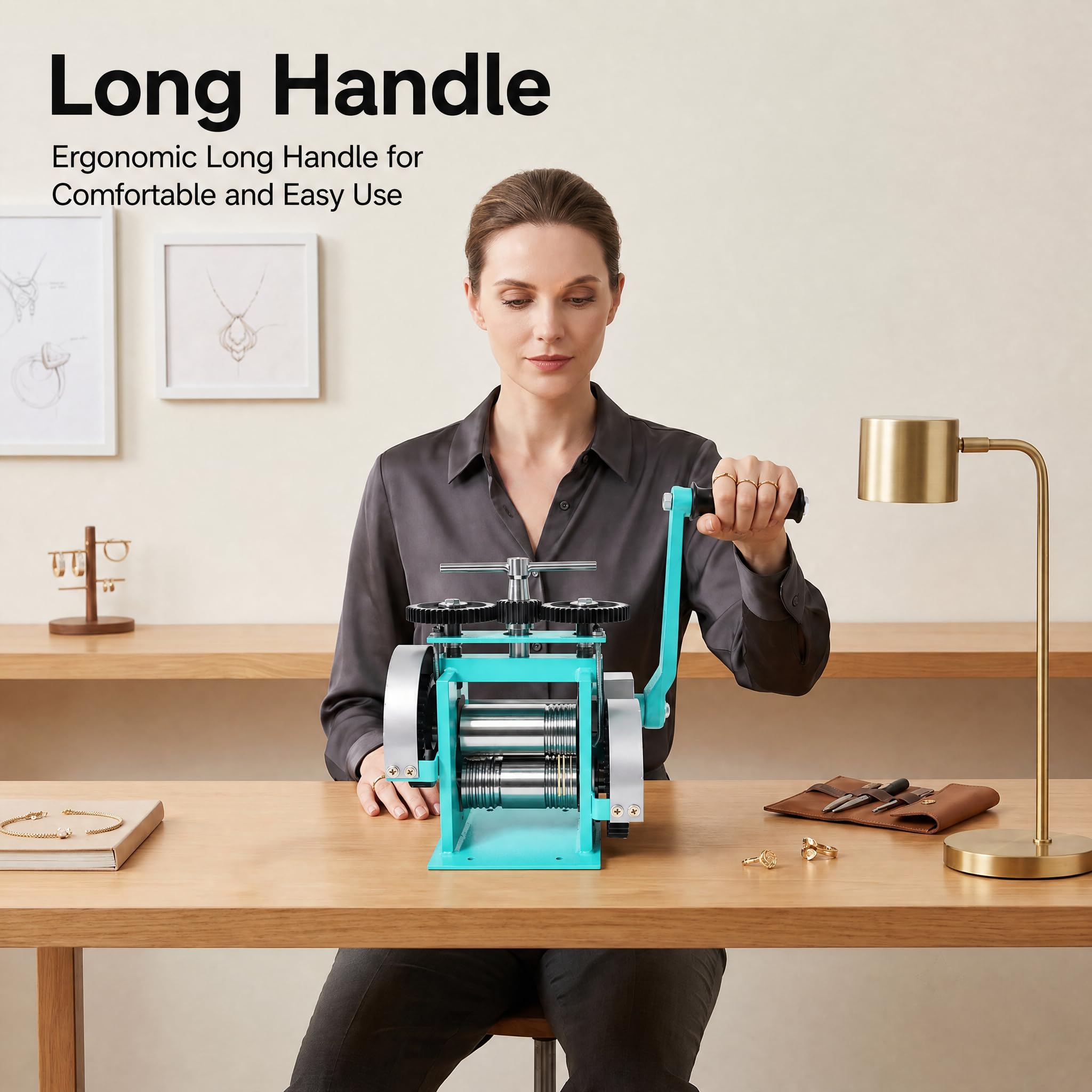 IRVINAW 3 en 1 Handwalzwerk Schmuckwalzmaschine Kombinationswalzwerk Metallwalzwerk Manuelle Laminadora 1:6 Relación de transmisión para joyerías y bricolaje