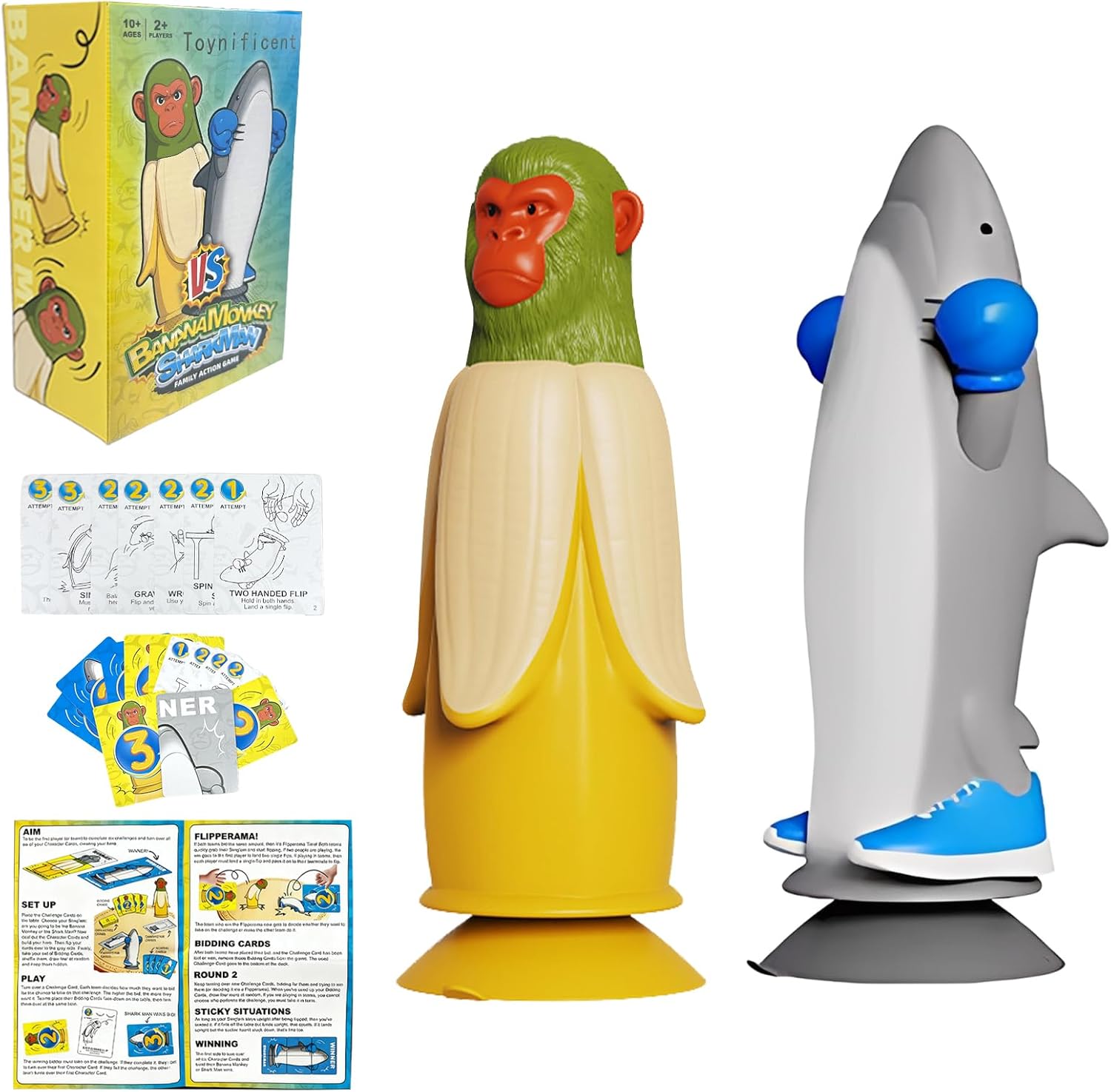 Flip Challenge Game, Banana Monkey VS Shark Flipping, Fun Family Desk Board Games, Interactive Family Party Game