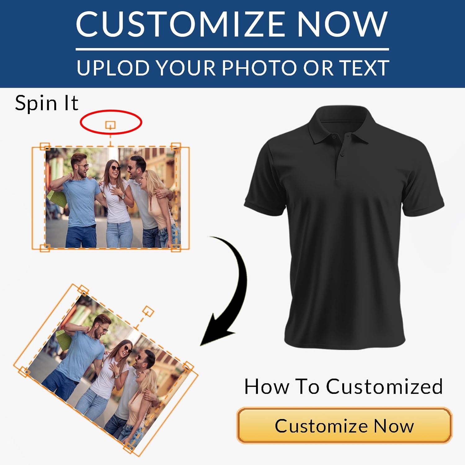 Custom Golf Polo Shirts for Unisex Adult, Design Your Own Golf Jersey Personalized Gifts 4 Sides Printed - Image 6