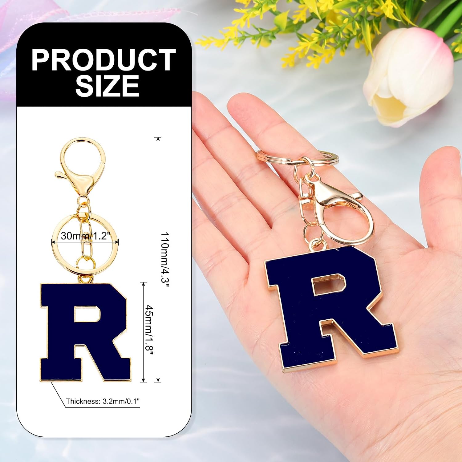 uxcell Initial Letter Keychain, Purple A-Z Alphabet Keyring A-Z Letter, Personalized Metal Key Chain for Women Men Gift Purse image 2