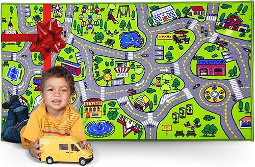 ToyVelt City Life - Alfombra educativa para niños, alfombra de tráfico por carretera, multicolor, las mejores alfombras para niños para sala de