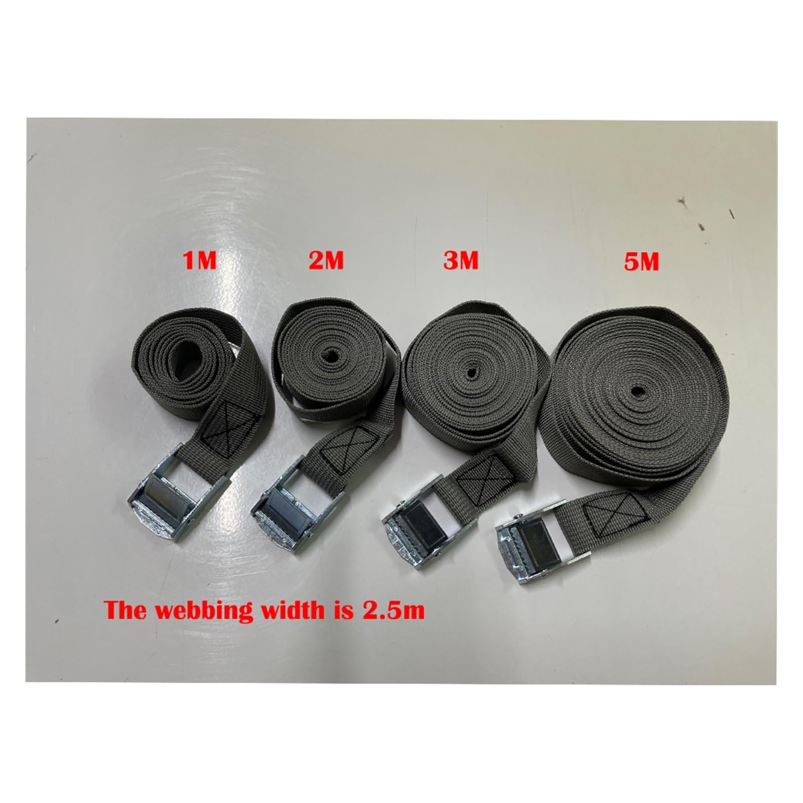 mocowanie, Pasy ładunkowe z klamrą, pas mocujący do motocykla, samochodu, roweru, metalowej liny holowniczej, mocny grzechotką torby bagażowej(Grey 5m 1pcs)