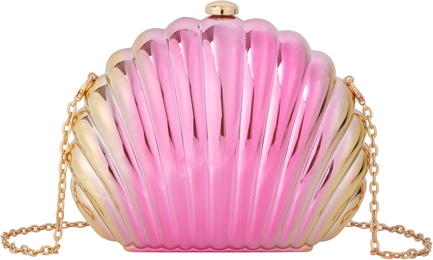 Women Evening Bag Acrylic Clutch Purse Shell Shape Shoulder Cross-body Chain Box Bag