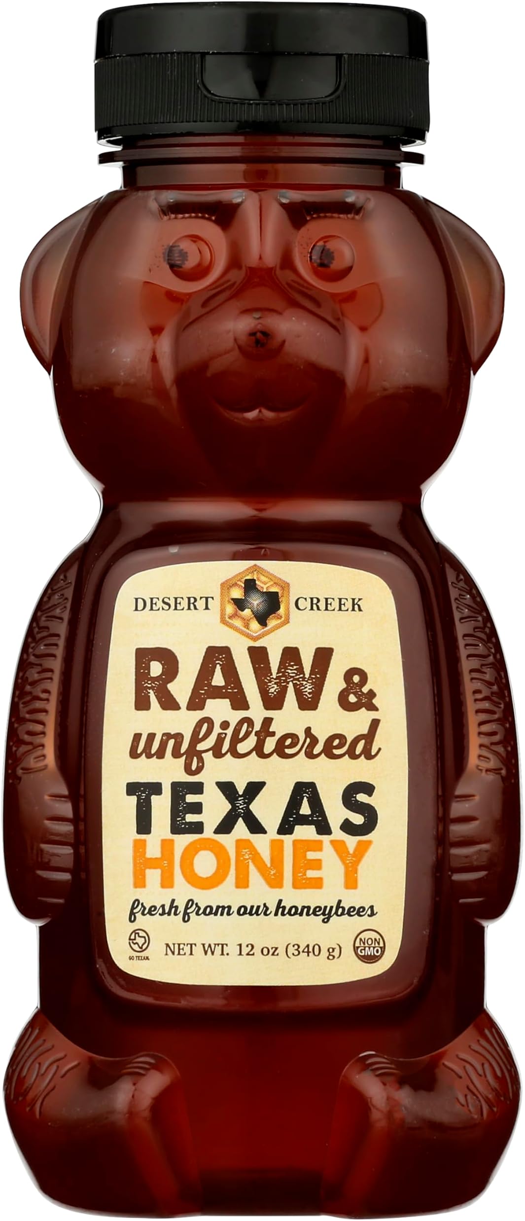 Desert Creek Raw & Unfiltered Texas Honey, 12 oz Bear