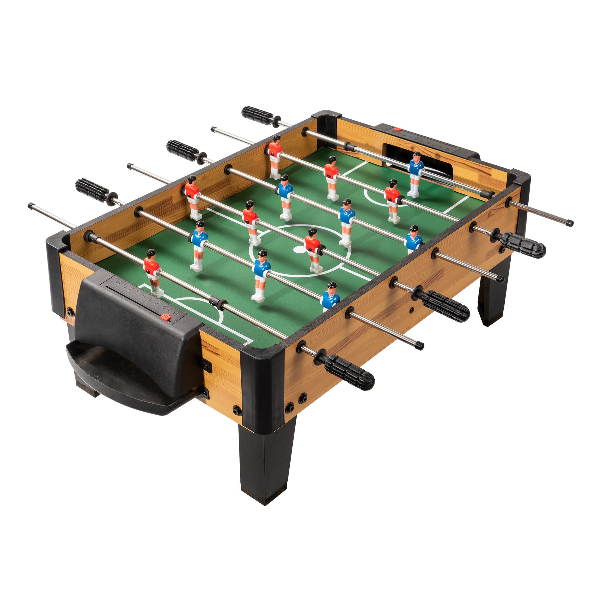 Mini Tischkicker (61x41x24.5 cm), Kompakter Tischfußball mit Ausbalancierten Figuren, Kickertisch in Holzoptik mit Rutschfesten Griffen, Fußballtisch für Kinder & Erwachsene, Büro & Zuhause