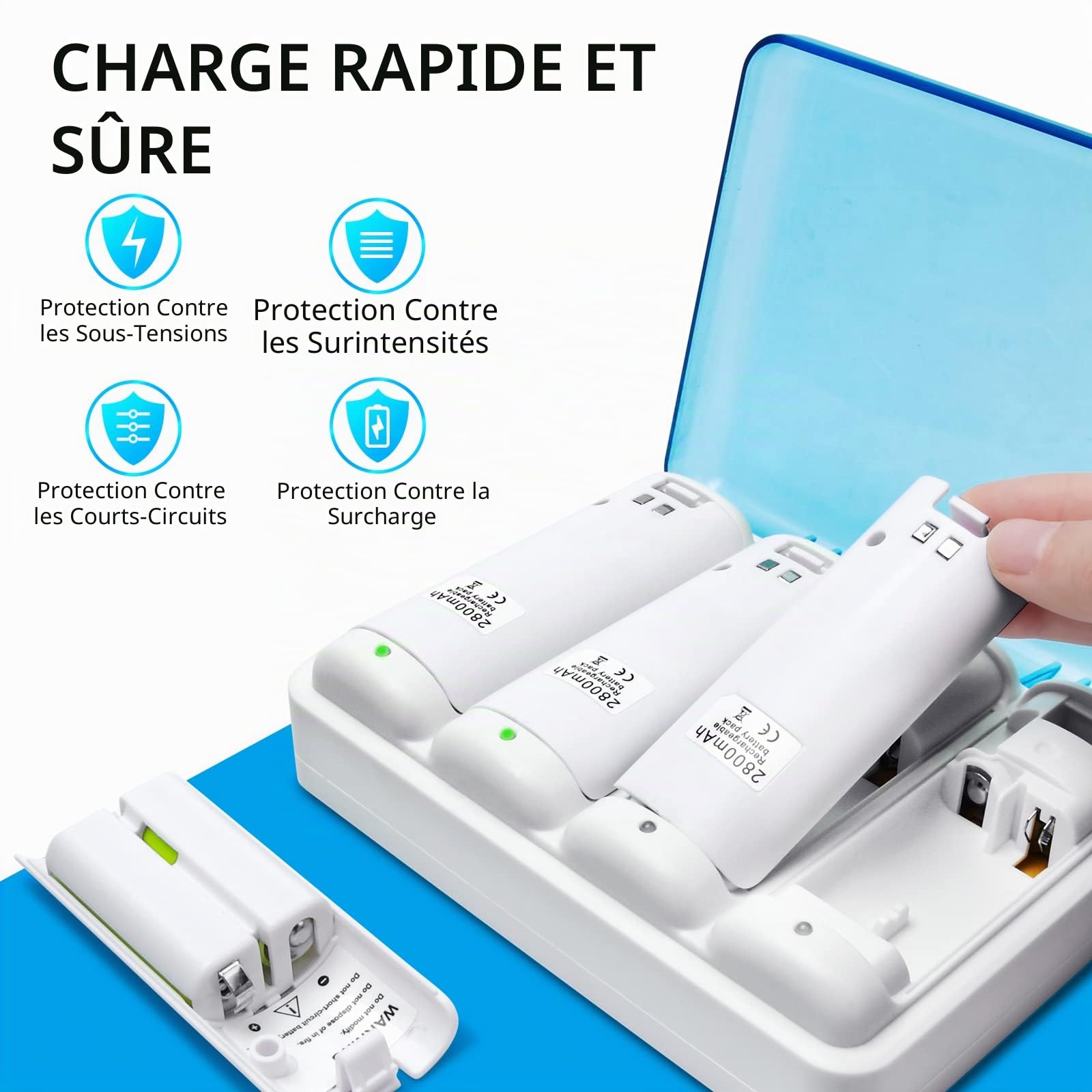 TechKen Lot de 4 chargeurs de Batterie Rechargeables pour télécommande Wii