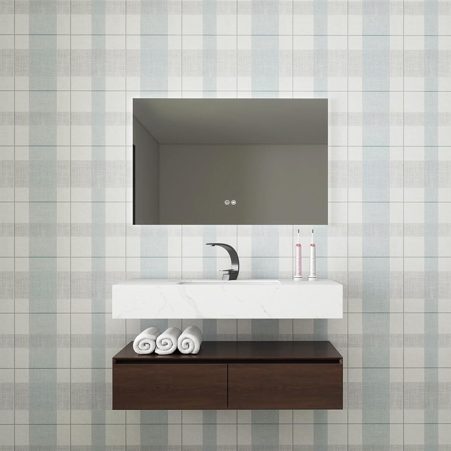 Timeet Modern Peel and Stick Wallpaper Wallpaper Blue Gray Boho Contact Paper Waterproof Self Adhesive Removable Textured Wall Paper for Bedroom Bathroom Cabinets Wall Decor Vinyl 17.3" x 80"
