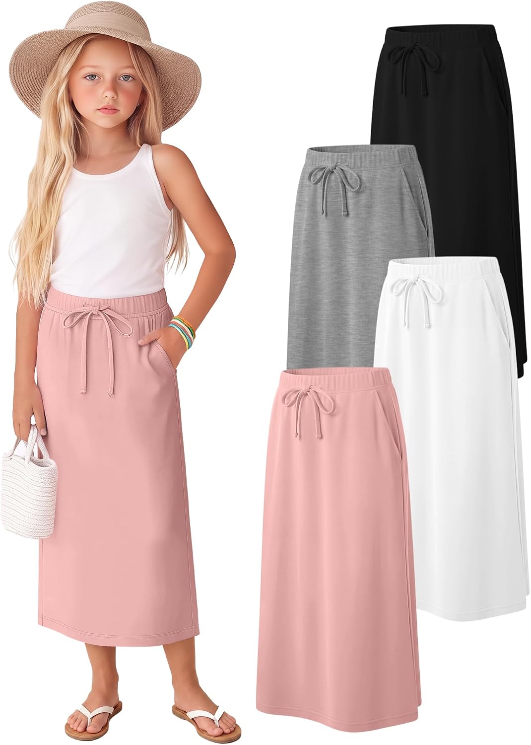 4 Pack Girls Long Skirts
