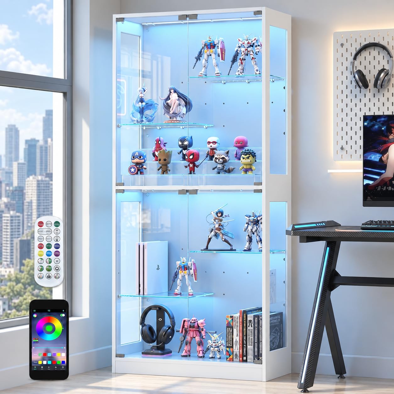 Photo 1 of Lamtor Glass Display Cabinet with RGB LED Light