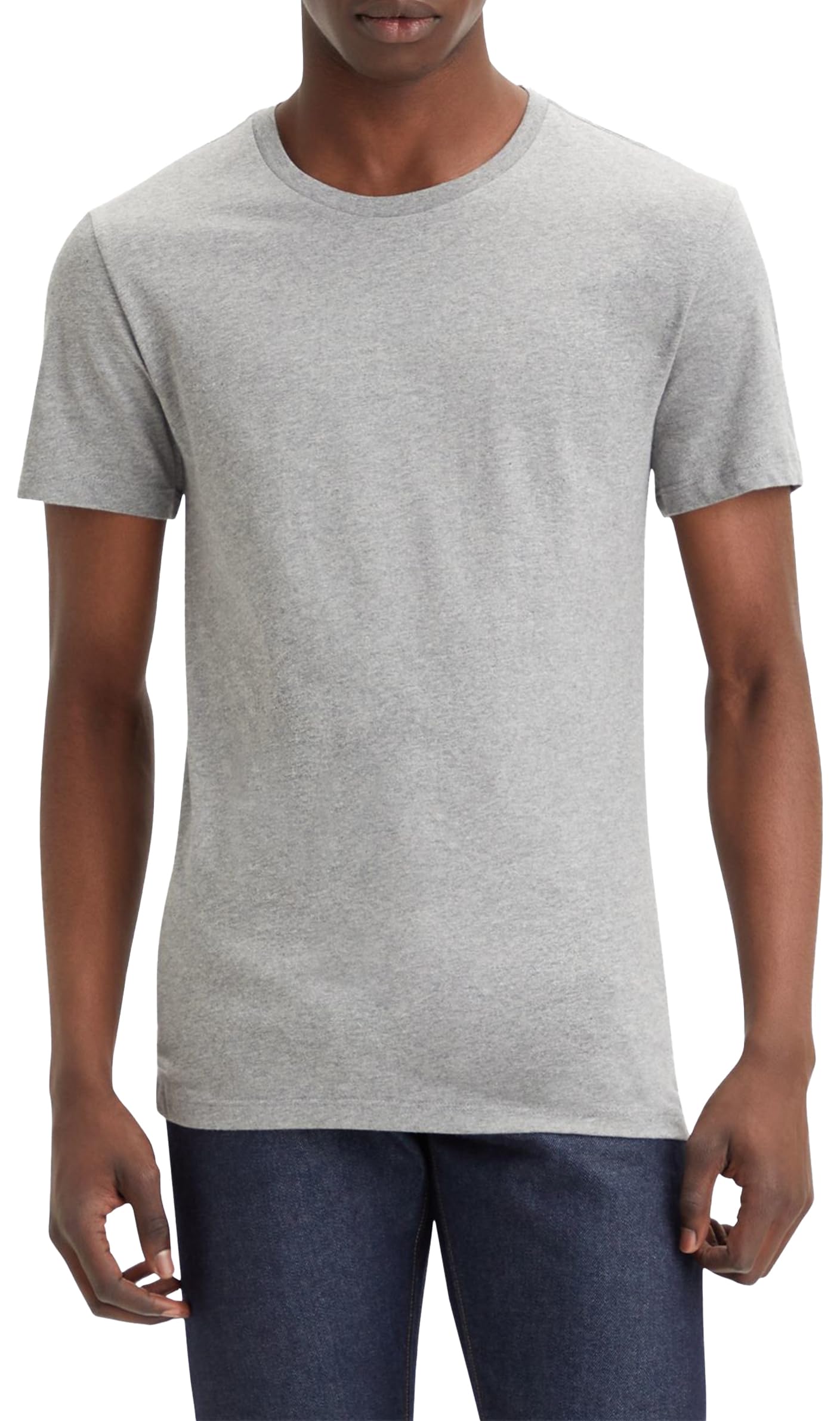 Levi's Men's Slim 2-pack Crewneck Tee, White/ Med Heather Grey, XXL