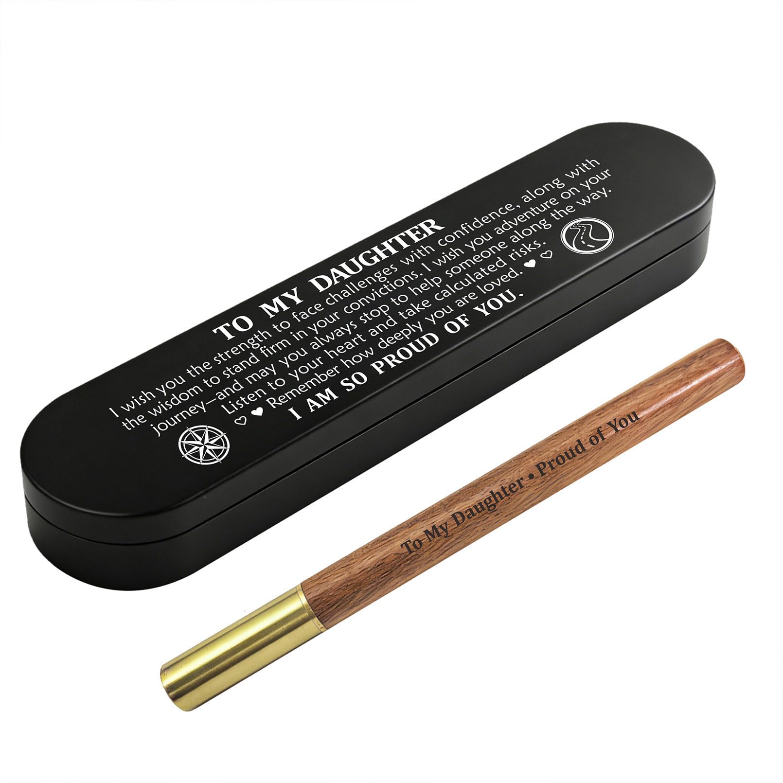 ABBNT Daughter Gifts from Mum Dad, Graduation Gift for Daughter, Engraved Wooden Gel Pen, Grade Keepsake Gift for Girl, 0.5mm Black Ink
