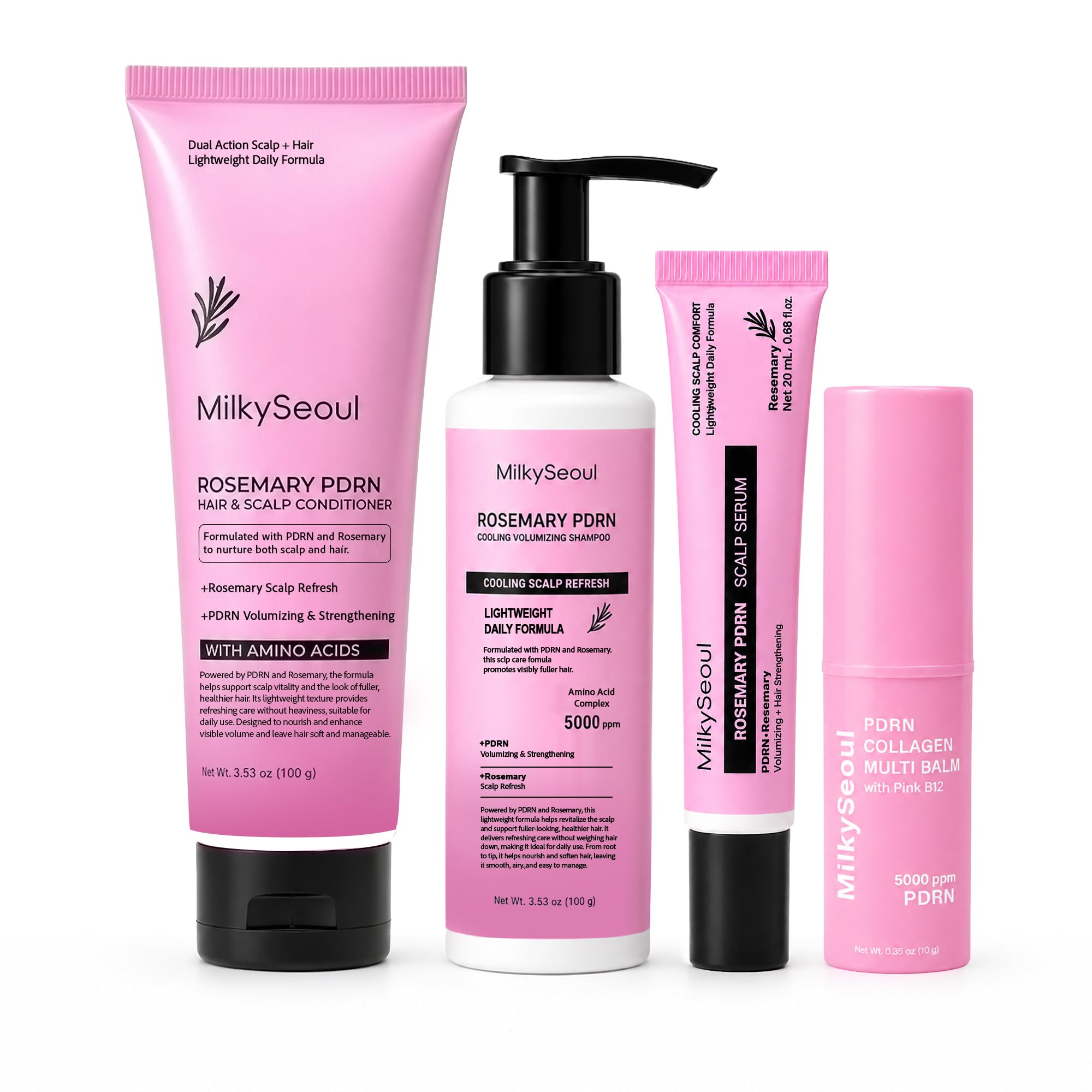 Rosemary PDRN Hair Care Set with PDRN Pink Collagen Stick, 4-Piece Shampoo Conditioner Co…