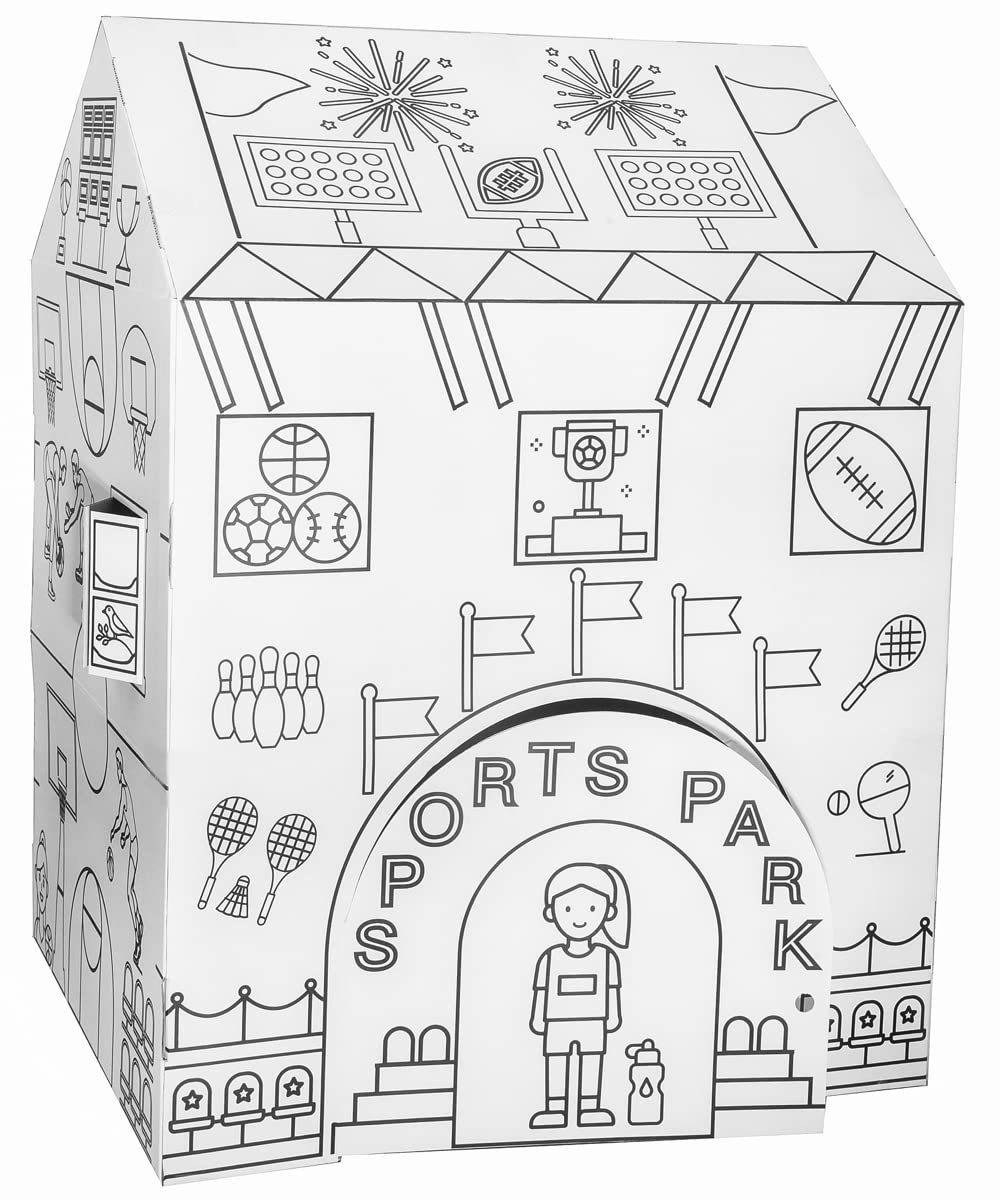ColorJo “My Favorite Sports Park” Color Your Own Playhouse - Embrace The Fun of Energetic Sports Game and Group Team Play, Best Kids Art & Craft for Holiday Season, Perfect Coloring Toy 3+