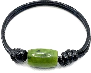 Authentic Natural Canadian Nephrite Jade Bracelet, Canadian Jade Barrel Choker, Green Jade Bracelet Men Surfer Bracelet Jade Choker Necklace