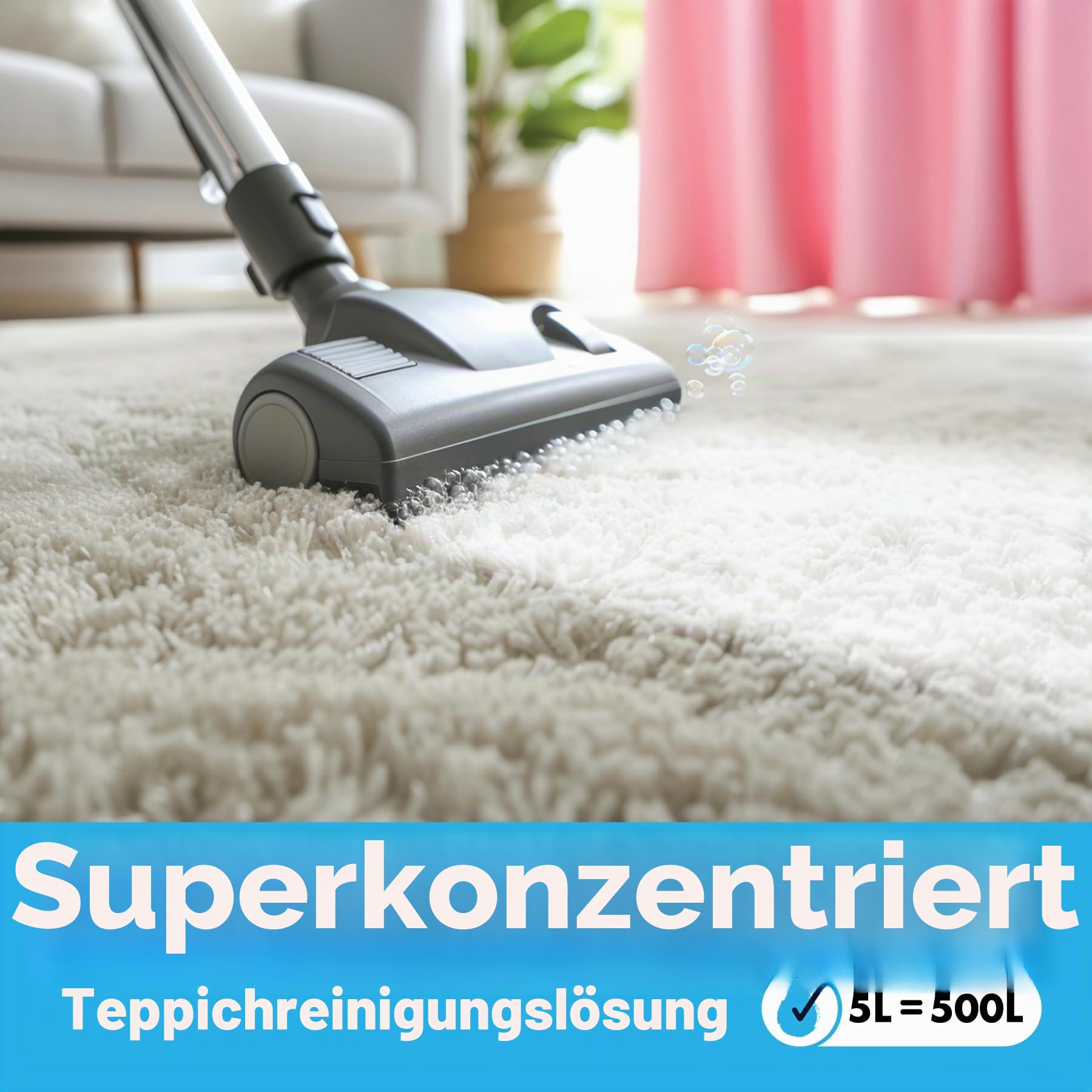 Dirtbusters 3 in1Teppichreiniger & Polsterreiniger Konzentrat für alle Teppichböden und Polster, reinigt & desodoriert - Teppichshampoo Geeignet für alle Waschsauger, Frühlingsfrisch 1 x 5 Liter