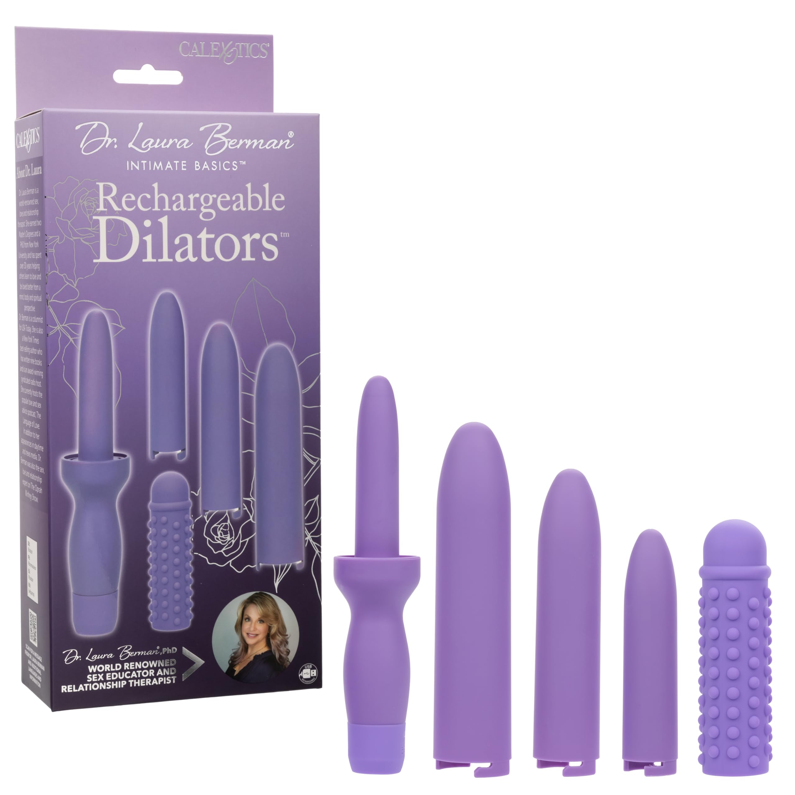 CalExotics Rechargeable Dilator Set Love Balls ABS with PU Cote, Purple