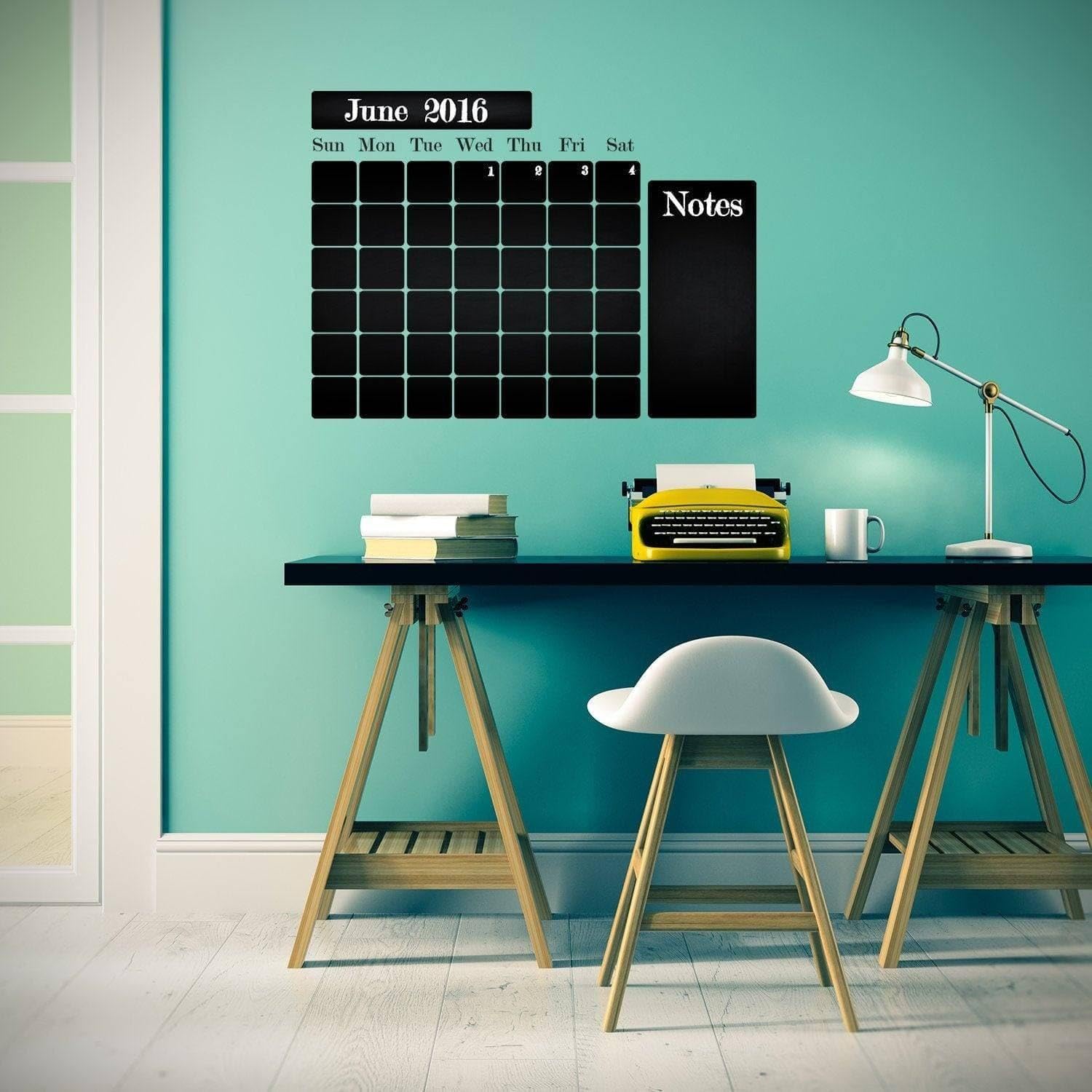 Lavagna adesiva da parete con planner mensile, 55 x 41 cm