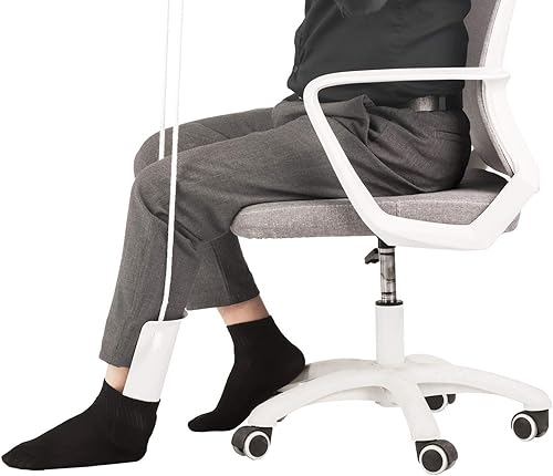 Miniatura 8 de COW&COW Mediana de 4 pulgadas de ayuda para calcetines con asas de espuma y ajuste de longitud, dispositivo auxiliar de cordón mediano